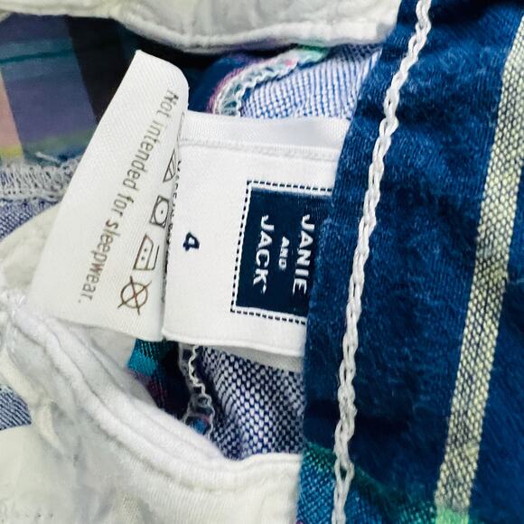 Janie and Jack (4) Little Girls Plaid Blue Denim Board Shorts - Picture 7 of 9